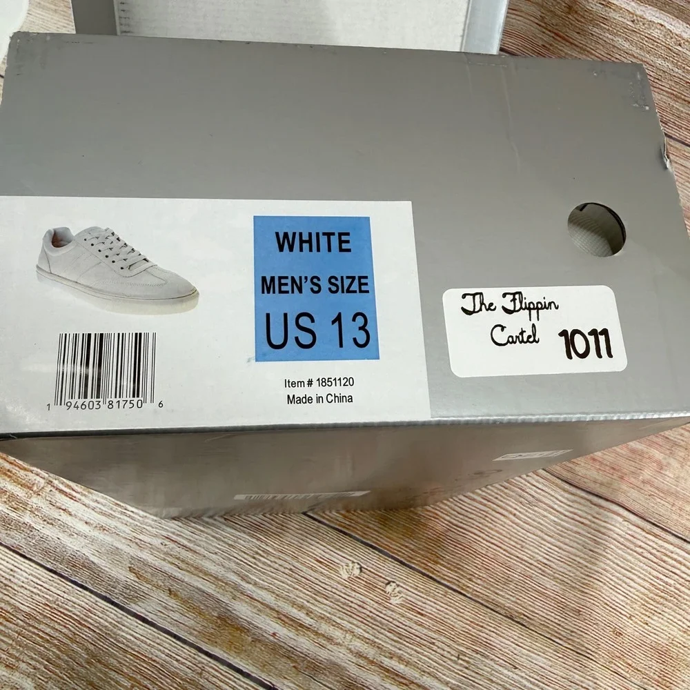 Perry Ellis Portfolio‎ Mens White Low Top Sneakers Size 13 1851120 NEW